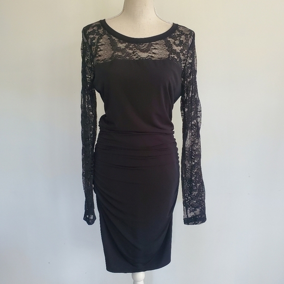 Velvet by Graham & Spencer Avena Black Lace Ruched Dress - Picture 3 of 9